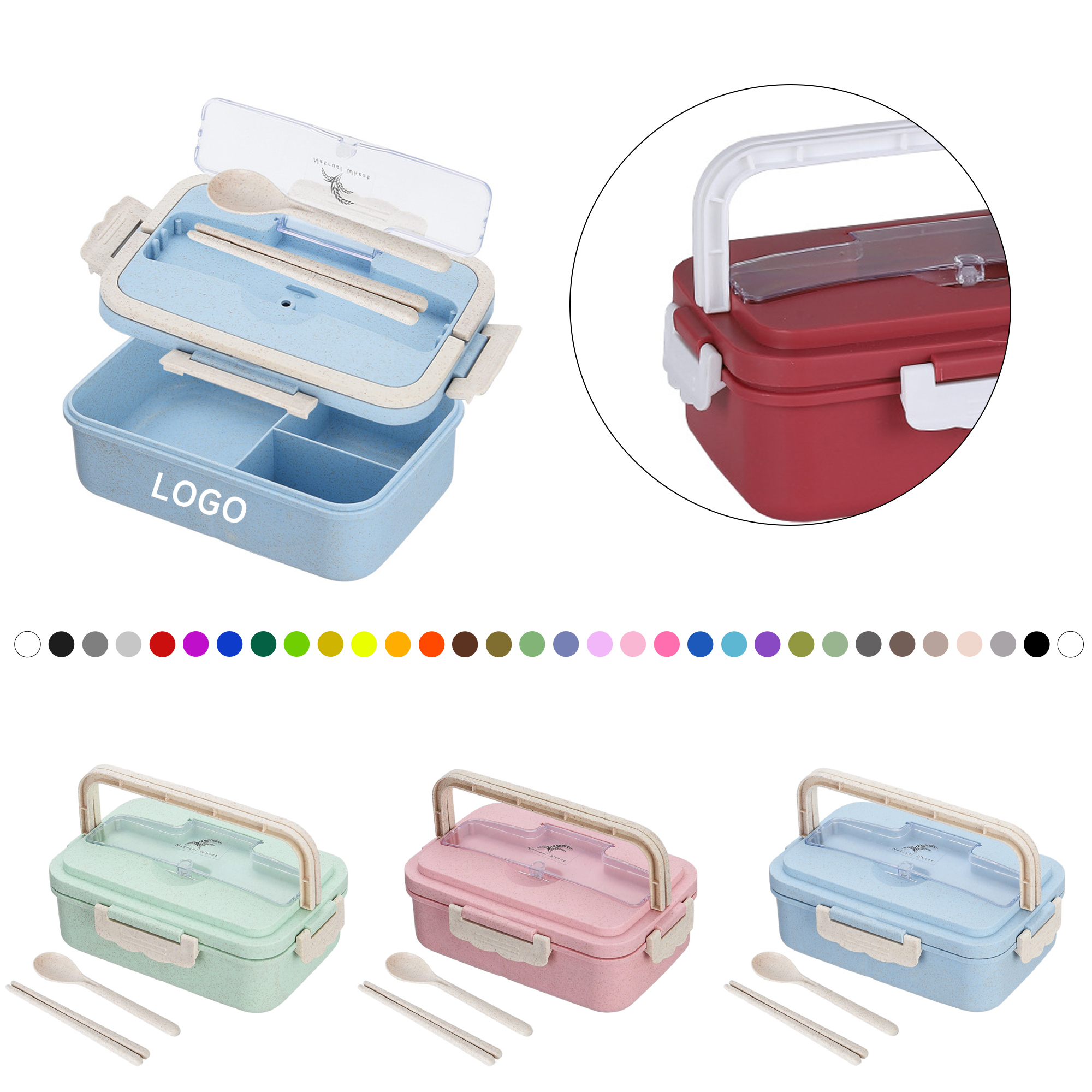 20 Portable Wheat Straw Bento Box - Image 1