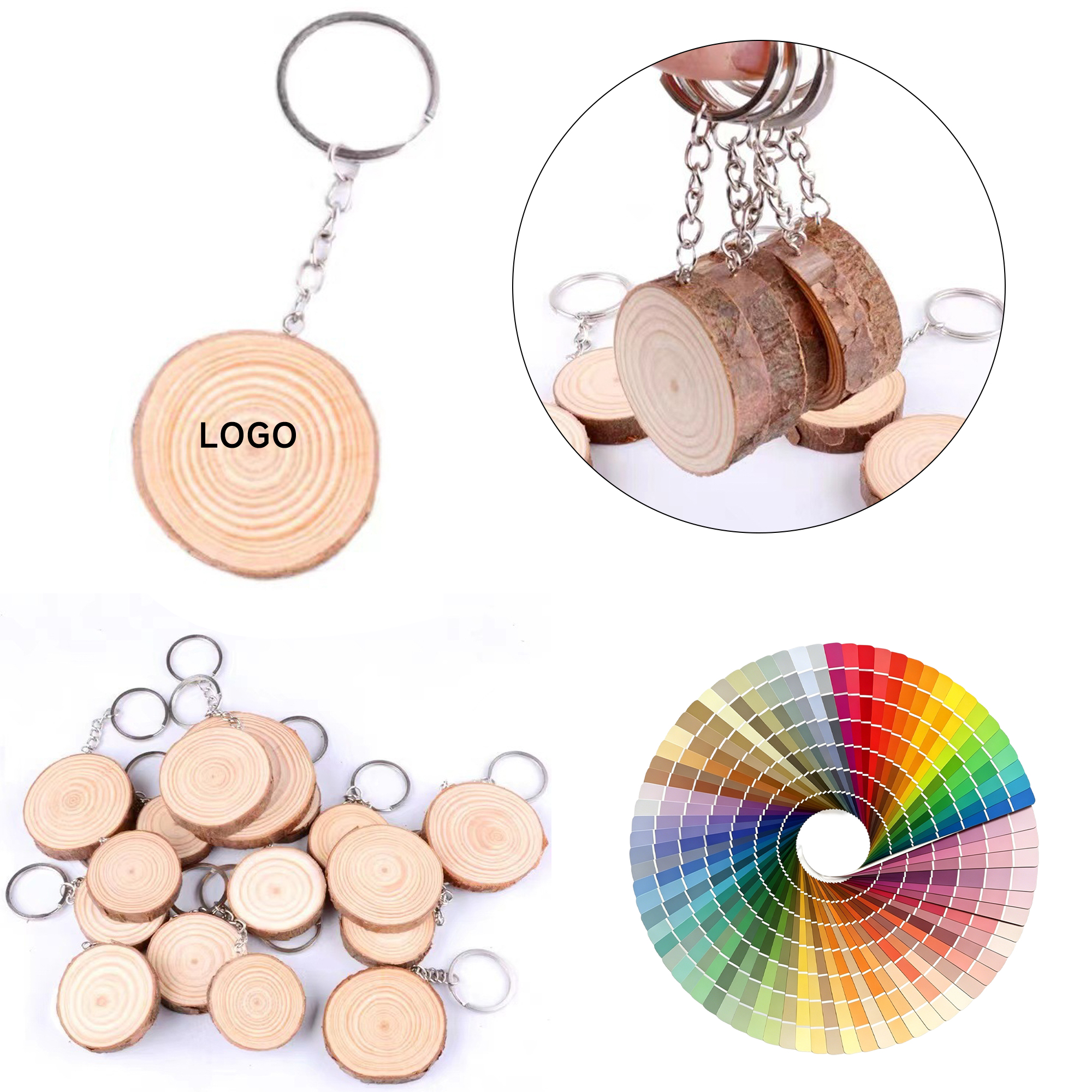 4546 Log Wood Slices Keychain - Image 1