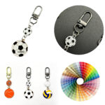Enamel Metal Soccer Ball Keychain