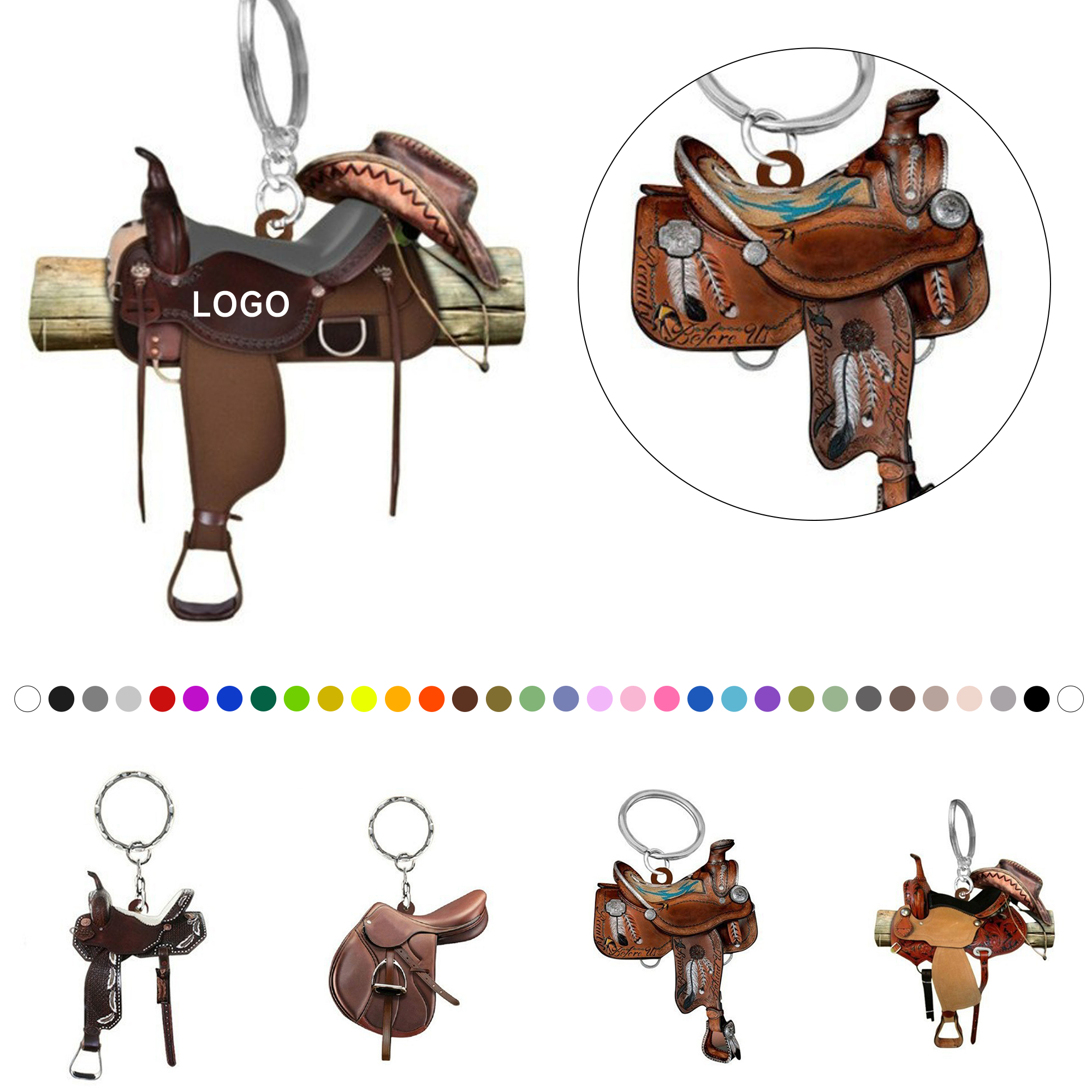 56 Acrylic Saddle Horse Keychain - Image 1