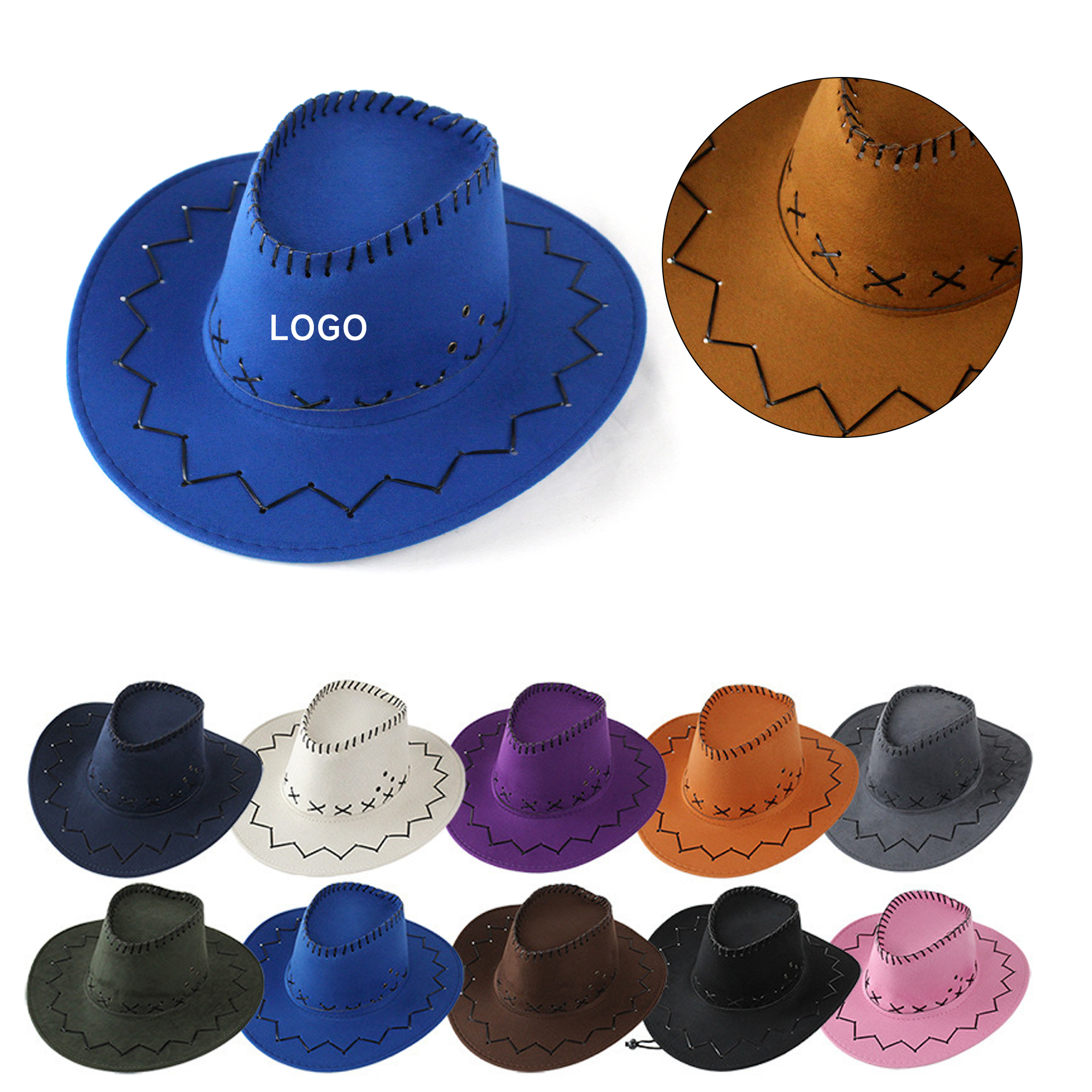 789 Wide Brim Western Cowboy Felt Hats - Image 1