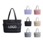 Zipper Puffy Tote Bag