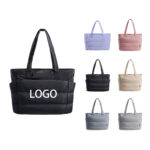 Zipper Puffy Tote Bag