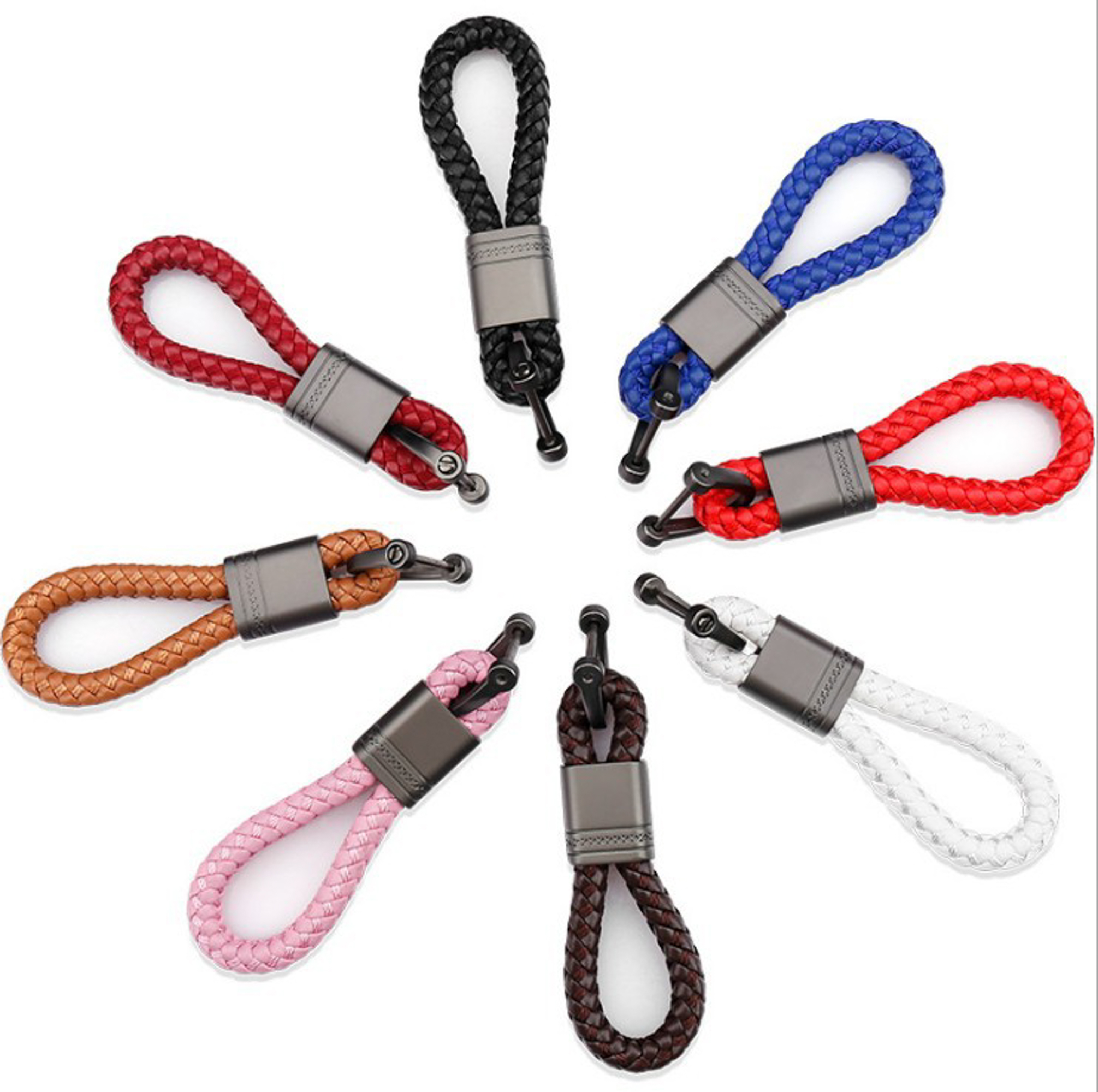 8818738-1-pic PU Weaved Leather Keychain - Image 1